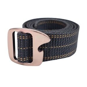 KAVU Beber Nylon Web Belt Bottle Opener Buckle Blue Yellow Stitch Made in USA